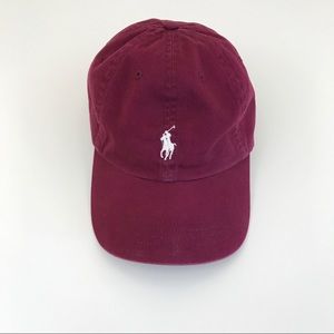 90s burgundy & white Polo Ralph Lauren dad hat OS